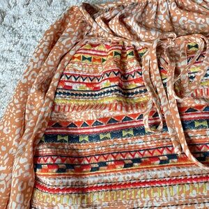 Boho orange pullover top